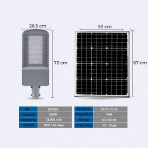 Đèn đường năng lượng mặt trời 200W BC4200